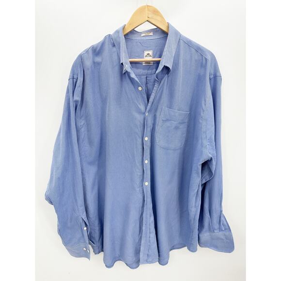 Peter Millar Dress Shirt Mens XXL Blue Nanoluxe Button Down Long Sleeve Cotton - Picture 1 of 7